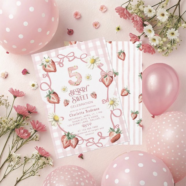 Festividades Cartão de férias plano de morango de aquarela eleg (Criador carregado)