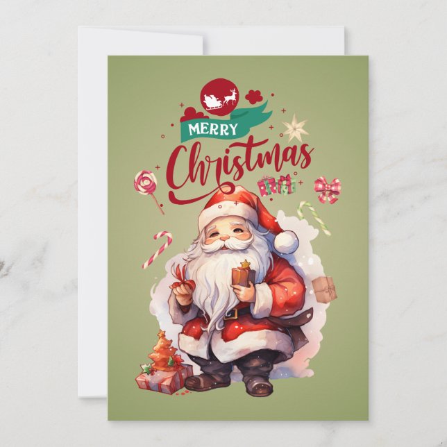 Festividades Cartão de Férias Plano do Papai Noel Bonito Person (Frente)