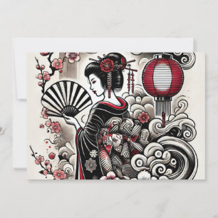 Festividades Cartão de Férias Plano Geisha Elegance