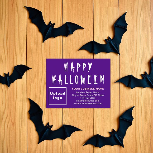 Festividades Cartão de Férias Plano Roxo Pequeno, do Halloween  (Purple Halloween business flat holiday card)