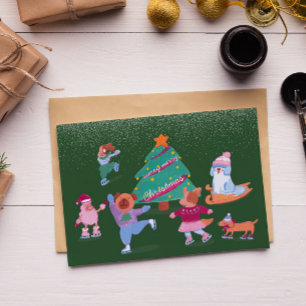 Festividades Cartão de Férias Plano Verde Verde Cinzento, De Ic