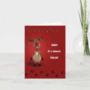 Festividades Cartão de Férias Red Nosed Reindeer Engraçado Nata