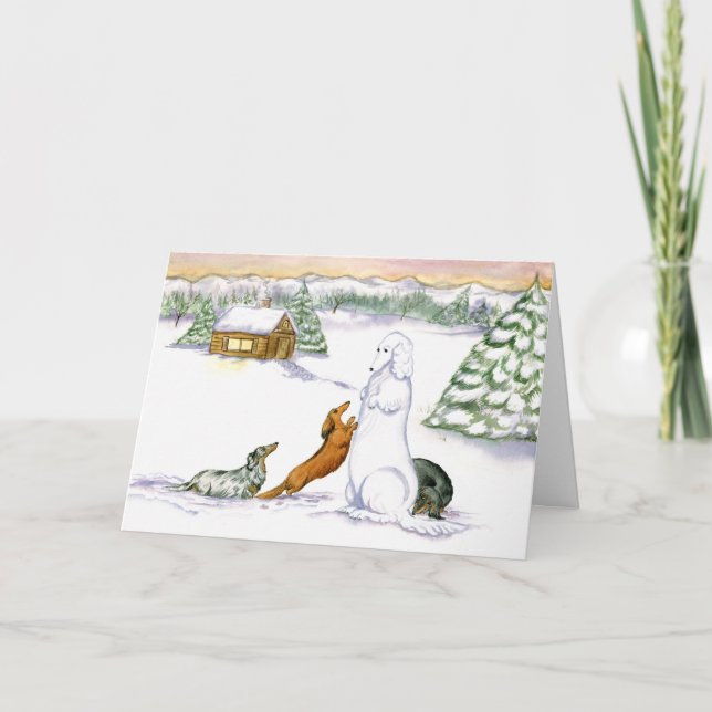 Festividades Cartão de Férias Snow Dachshund (Frente)