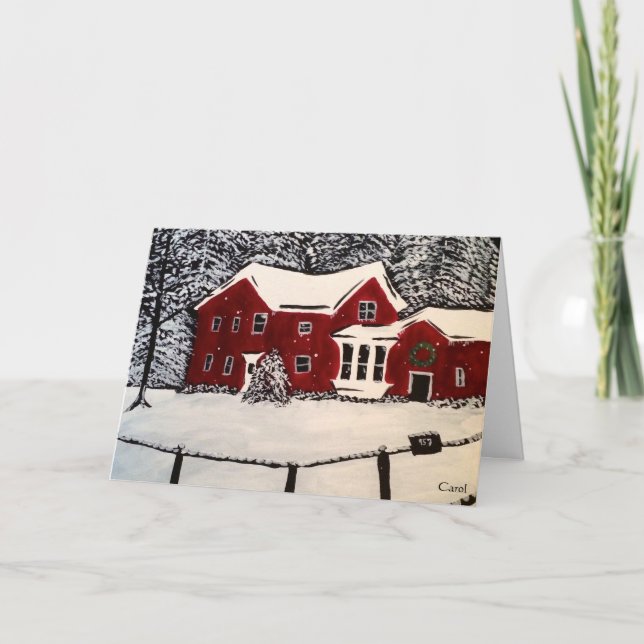 Festividades Cartão de Férias Snowy House (Frente)