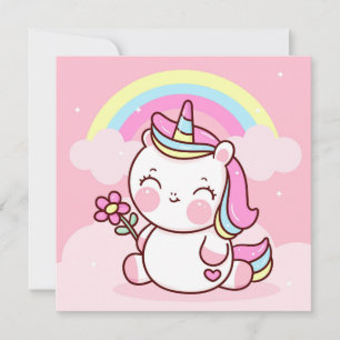 Festividades Cartão de Férias Unicorn Bonito