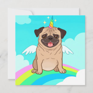 Festividades Cartão de Férias Unicorn Pug