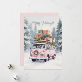 Festividades Cartão de Férias Vanagon Rosa Plano