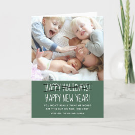 Festividades Cartão de Férias Verde de Feliz ano novo Moderno E