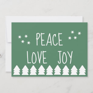 Festividades Cartão de Férias Verdes para Joy Peace Love