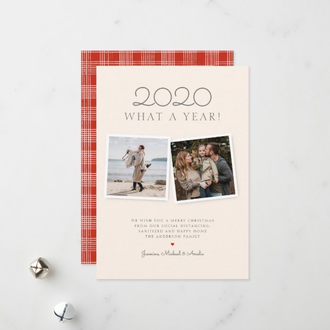 Festividades Cartão de Férias Vermelho de Tartan, desenhado à m (Frente/Verso In Situ)