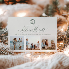 Festividades Cartão de Férias Vintage Botanical Monograma 3