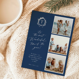 Festividades Cartão de Férias Vintage Botanical Monograma 3