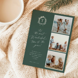 Festividades Cartão de Férias Vintage Botanical Monograma 3