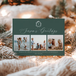 Festividades Cartão de Férias Vintage Botanical Monograma 3