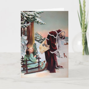 Festividades Cartão de Férias Vintage Creepy Old Papais noeis