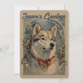 Festividades Cartão de Férias Vintage de Cachorro Husky
