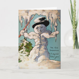Festividades Cartão de Férias Vintage do Velho Homem de Neve