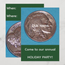 Cartão de Festa de Feriado do Clube de Moedas
