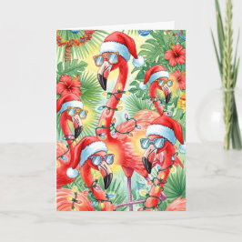 Festividades Cartão de Flamingo de Natal Tropical Flamazing