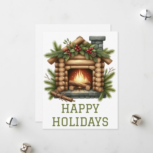 Festividades Cartão de Fogueira de Férias Festivas (Frente/Verso In Situ)