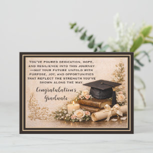 Festividades Cartão de Formatura Elegante com Mensagem Inspirad