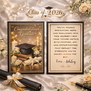 Festividades Cartão de Formatura Elegante com Mensagem Inspirad