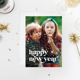 Festividades Cartão de Foto Ano Novo com Vibe Retro