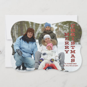 Festividades Cartão de Foto Brilho Vermelho Feliz Natal