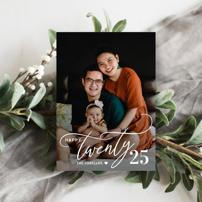 Festividades Cartão de Foto Charmoso Vinte Feliz Ano Novo (Criador carregado)