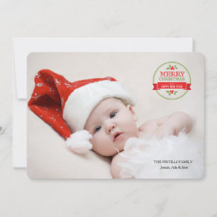 Festividades Cartão de Foto com Etiqueta de Feliz Natal e Ano N