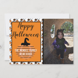 Festividades Cartão de Foto com Padrão de Abóbora de Halloween 