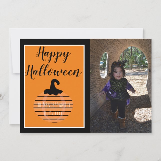 Festividades Cartão de Foto com Tema de Abóbora do Halloween Mo (Frente)