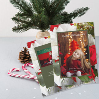 Festividades Cartão de Foto da Flor de Poinsettia Feliz Feriado