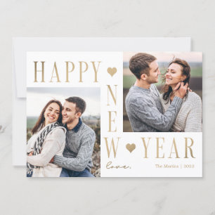 Festividades Cartão de Foto de Ano Novo Feliz com Amor Extra Mo