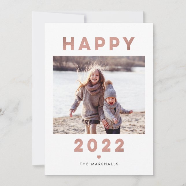 Festividades Cartão de Foto de Ano Novo Feliz Letras Modernas 2 (Frente)