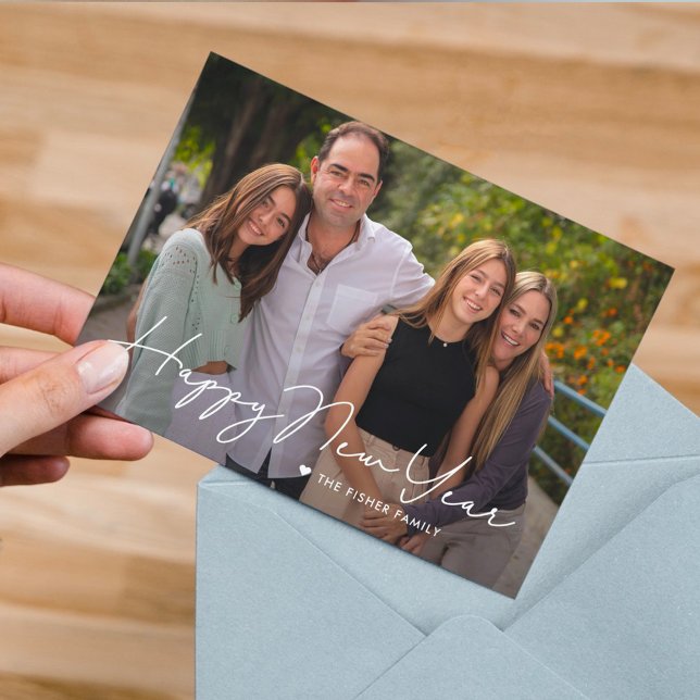 Festividades Cartão de Foto de Ano Novo Simplesmente Escrito Fe (Criador carregado)