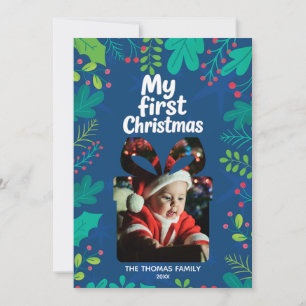 Festividades Cartão de Foto de Bebê “Meu Primeiro Natal” Modern