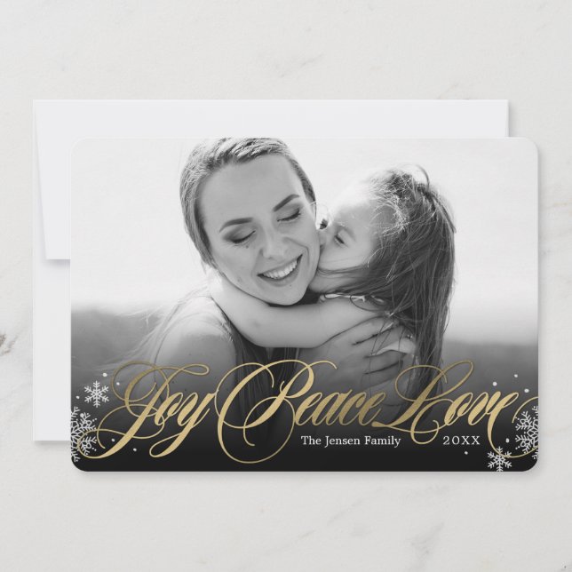 Festividades Cartão de Foto de Boas Festas Congelado Preto (Frente)