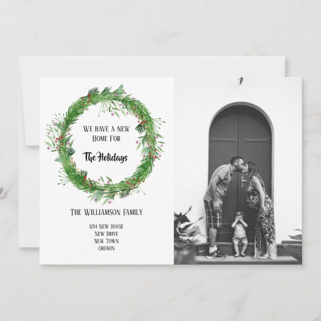 Festividades Cartão de Foto de Casa Nova Desenhada à Mão para o (Frente)