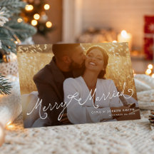 Cartão de Foto de Casamento Feliz com Letra Modern