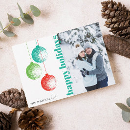 Festividades Cartão de Foto de Família Feliz Natal com Ornament