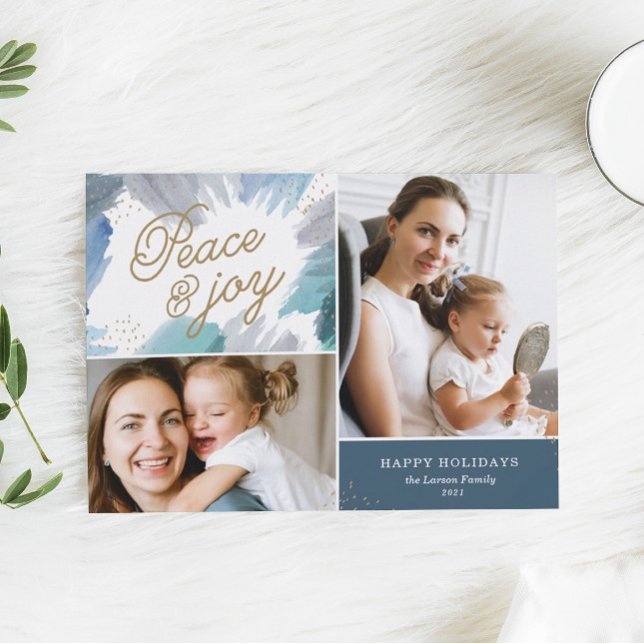 Festividades Cartão de Foto de Férias Cerúleo (Criador carregado)