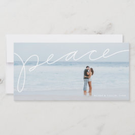 Festividades Cartão de foto de férias com a palavra paz escrita