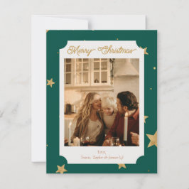 Festividades Cartão de Foto de Férias com Estrela Verde e Doura
