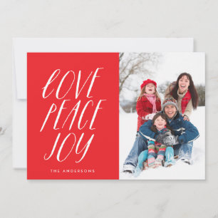 Festividades Cartão de Foto de Férias com Letreiro Branco Amor