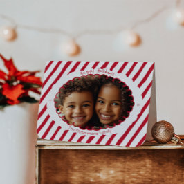 Festividades Cartão de Foto de Férias com Listra de Cana-de-Açú