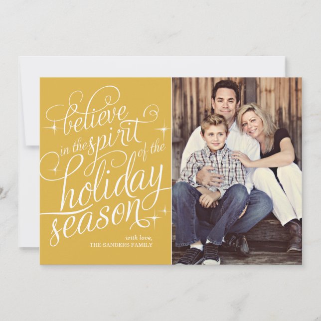 Festividades Cartão de Foto de Férias com Script Twinkle 24KT (Frente)