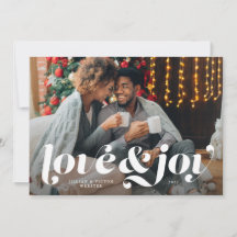 cartão de foto de férias de amor e alegria