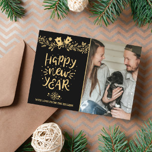 Festividades Cartão de Foto de Férias de Ano Novo Feliz em Famí