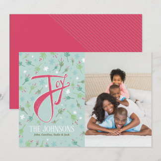 Festividades Cartão de Foto de Férias Desenhado à Mão Joy